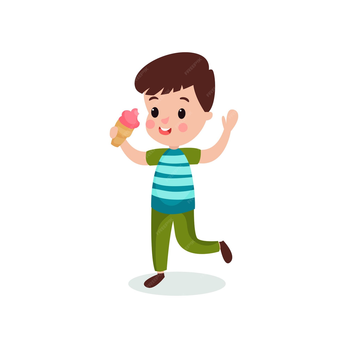 Premium Vector | Cute boy eating ice cream cartoon vector illustration ...