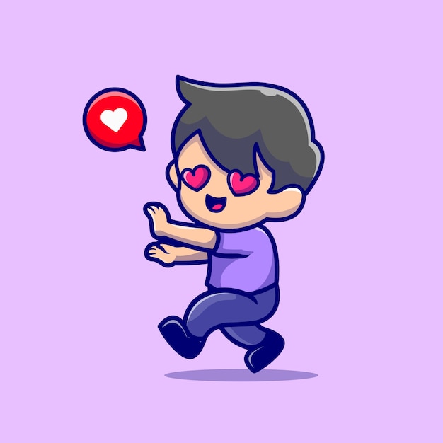 Free Vector Cute Boy Falling In Love Cartoon Icon Illustration