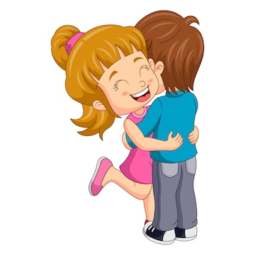 Premium Vector | Cute boy and girl cartoon hugging