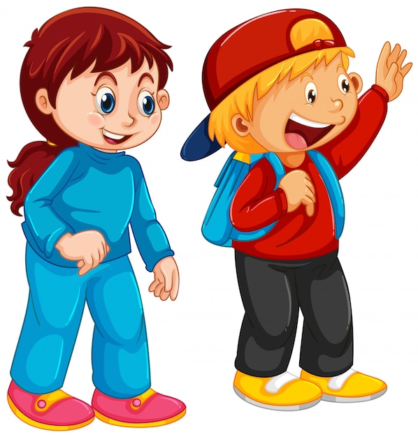 Free Vector | Cute boy and girl character