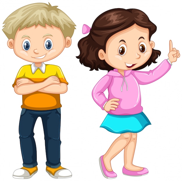 Premium Vector Cute Boy And Girl Standing