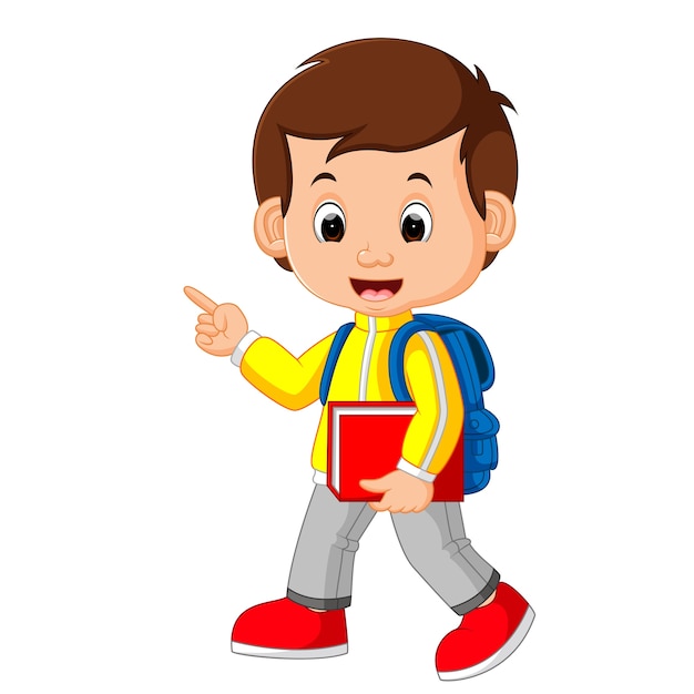 Premium Vector | Cute boy go to school