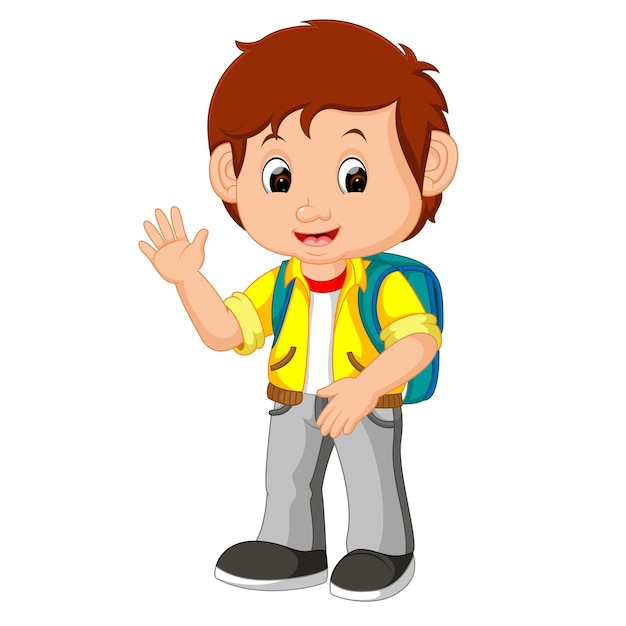 Premium Vector | Cute boy go to school