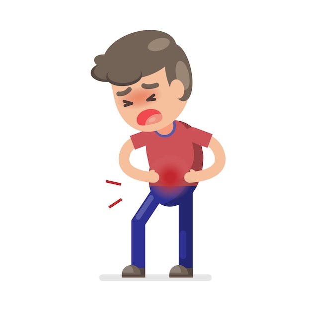 Premium Vector | Cute boy having stomach ache