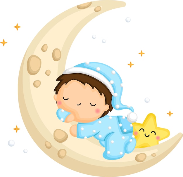 Download Free Vector | A cute boy sleeping on the moon