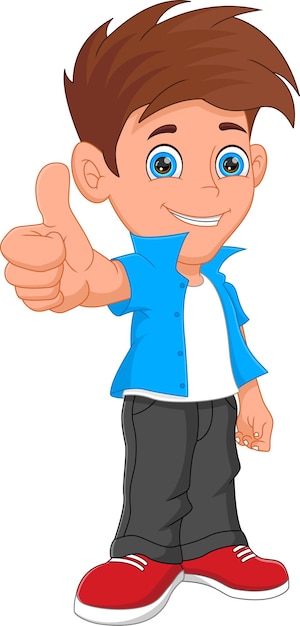 Premium Vector | Cute Boy Thumbs Up On White Background