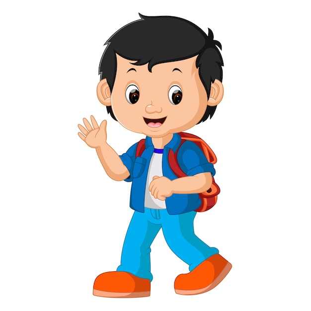 Premium Vector | Cute boy with backpack cartoon