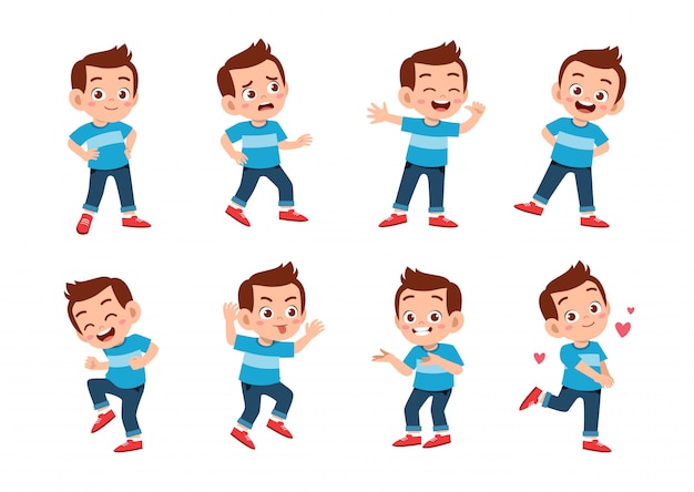  Cute boy with many gesture expressions