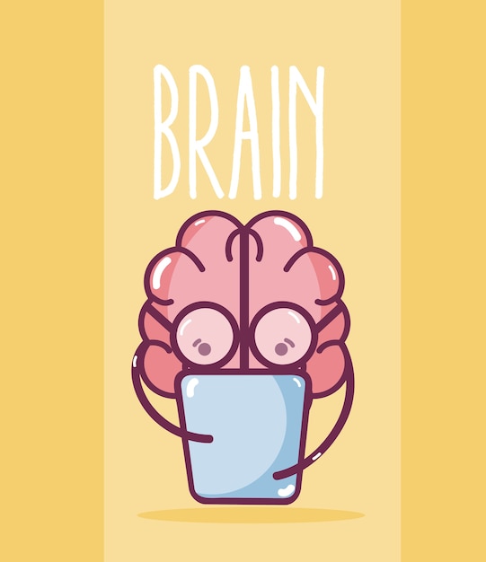 Premium Vector | Cute brain cartoon card