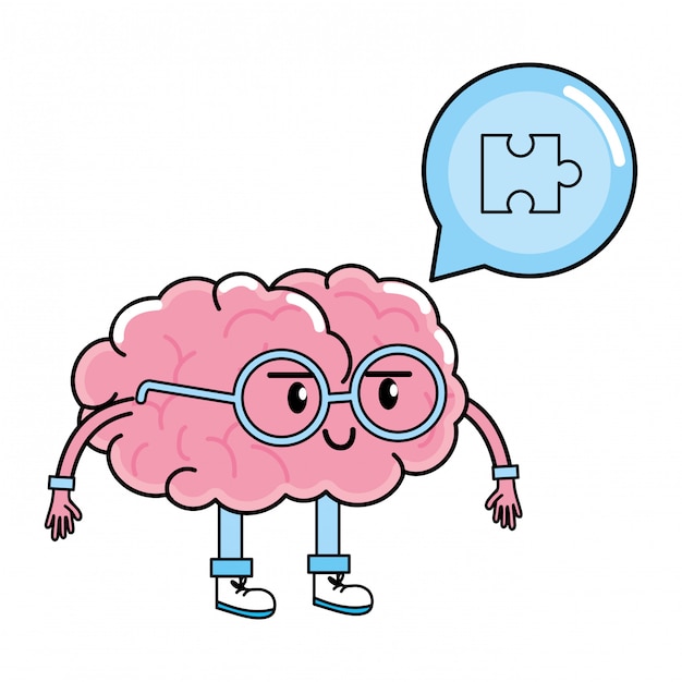 Cute brain cartoon | Premium Vector