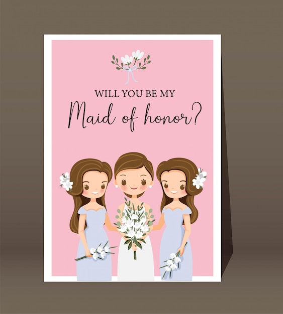 cute bride bridemaid with text will you be my maid honor wedding template 21630 821