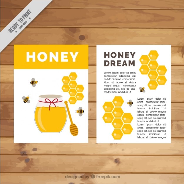 Cute brochure with a honey jar Vector | Free Download