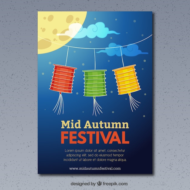 Free Vector | Cute brochure with lanterns in different colors