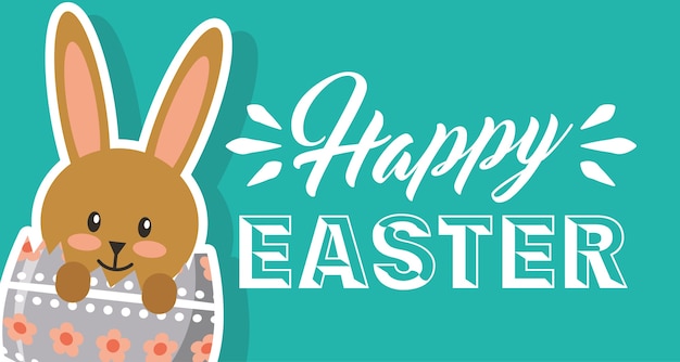 Download Cute brown rabbit in egg broken happy easter banner ...