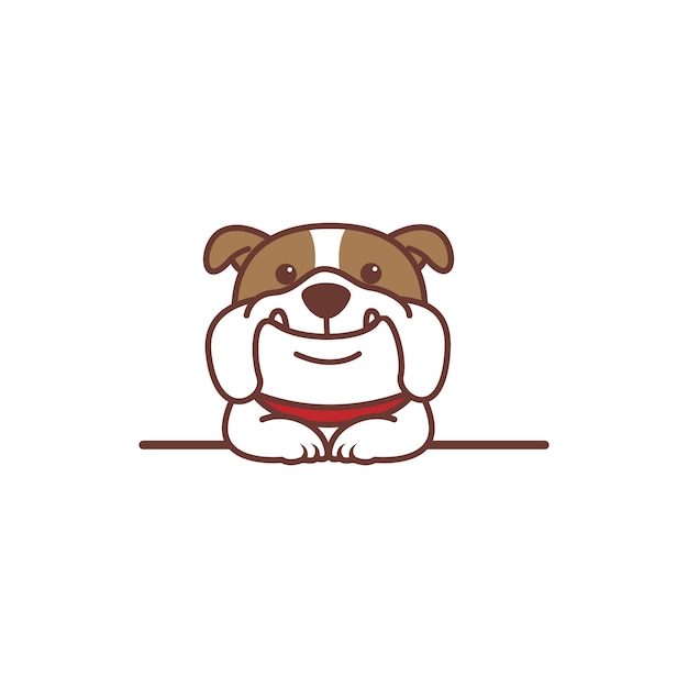 Premium Vector | Cute bulldog dog smiling over wall cartoon