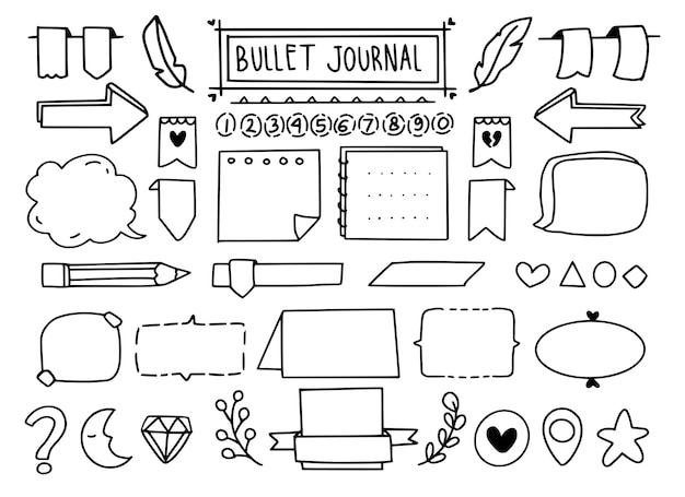 Premium Vector Cute Bullet Journal Doodle Element Set