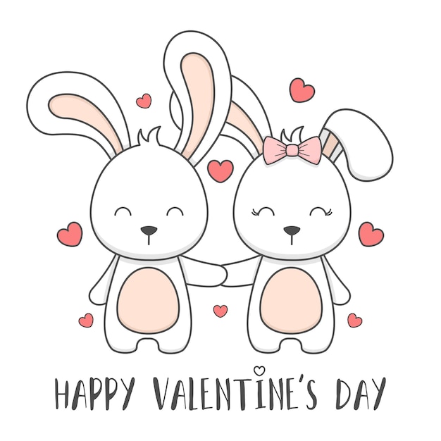 Premium Vector | Cute bunny couple valentines day