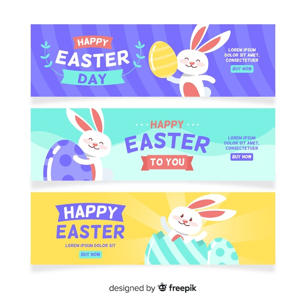 Download Cute bunny easter day banner Vector | Free Download