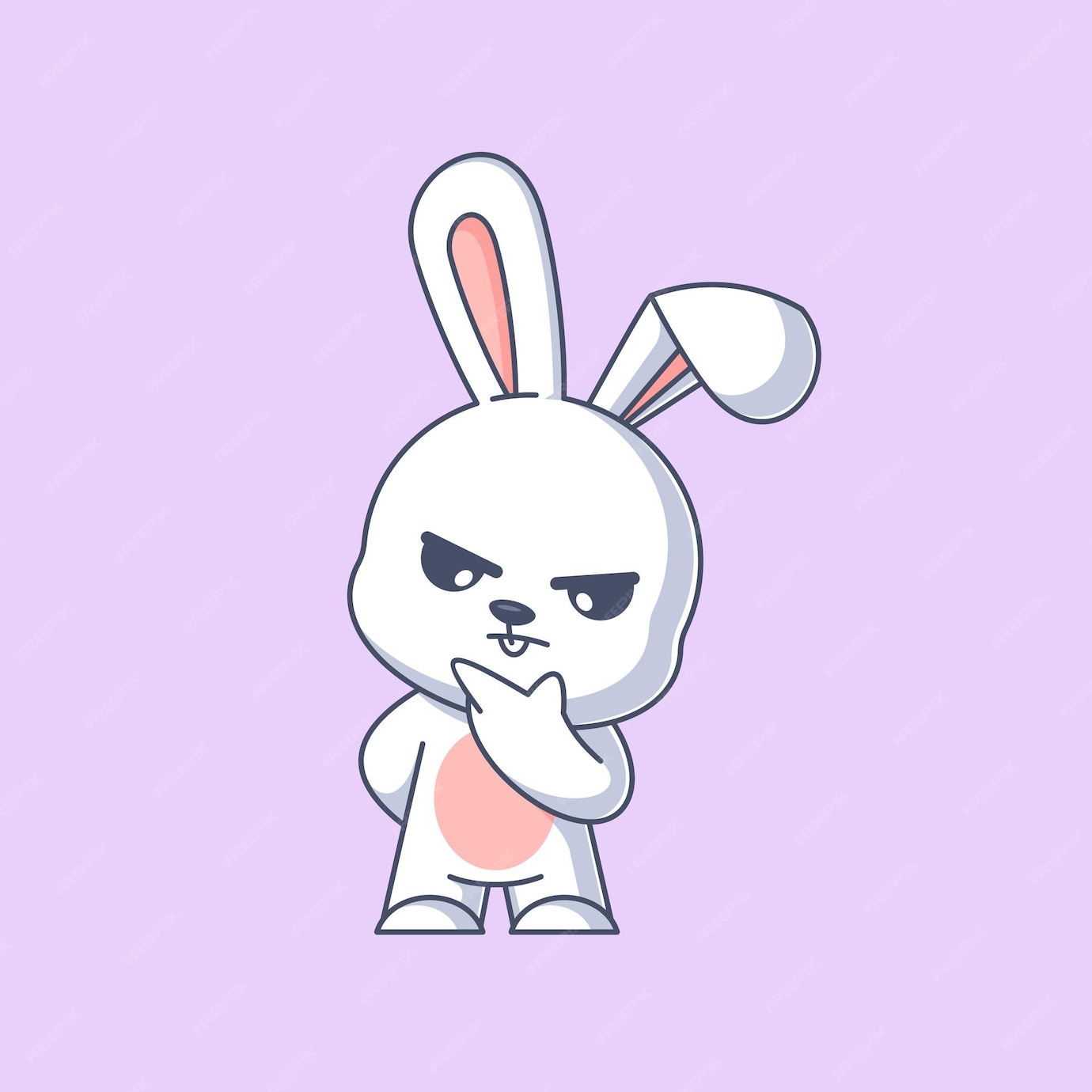 Premium Vector | Cute bunny is thinking seriously