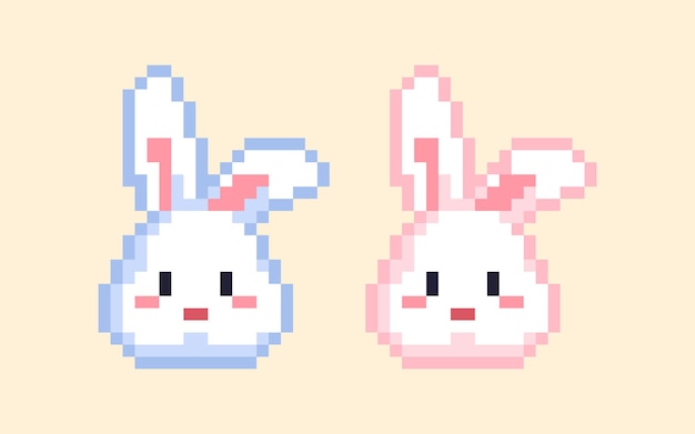 Premium Vector | Cute bunny pixel art