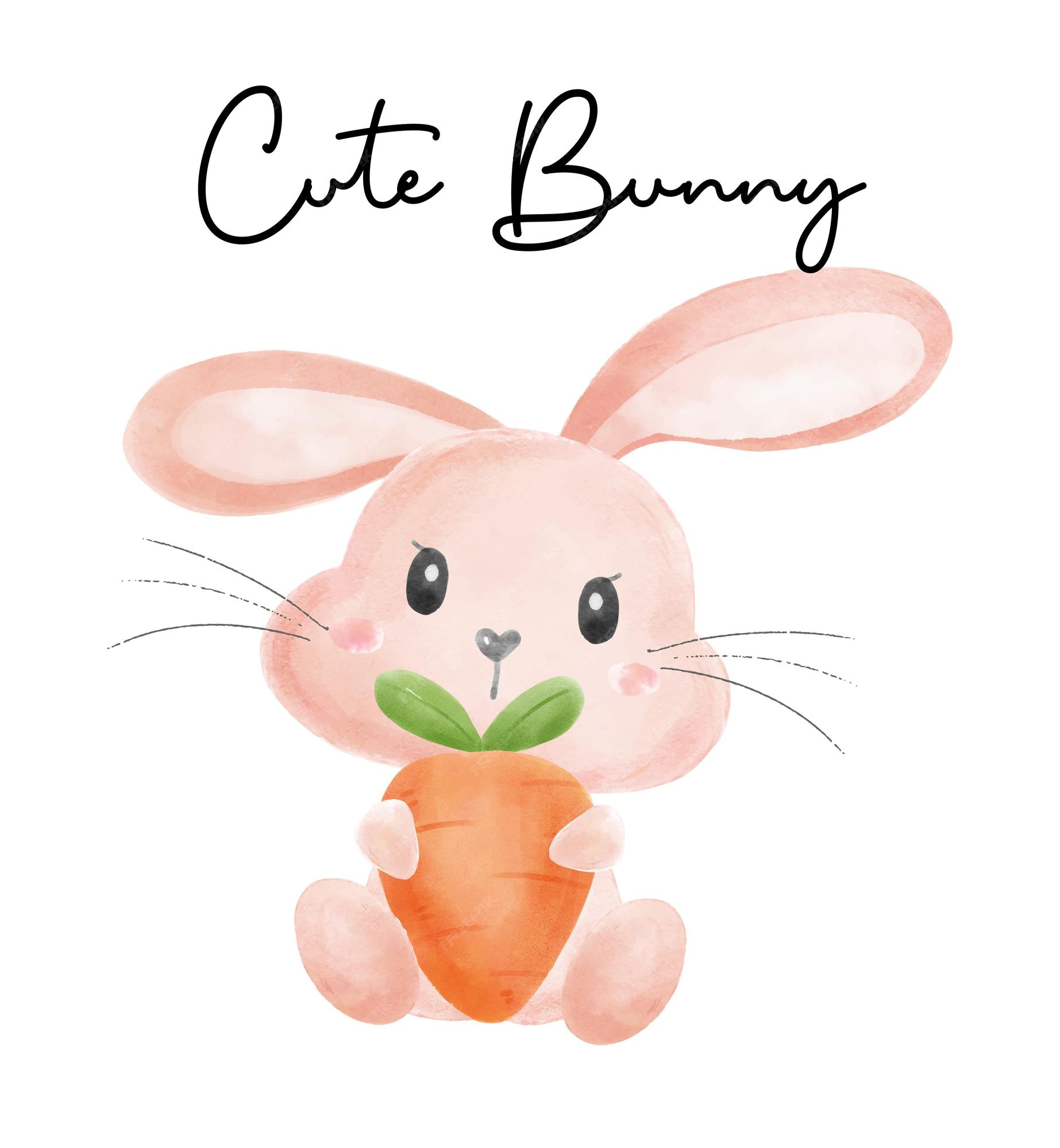 Premium Vector | Cute bunny rabbit girl smile hug carrot nursery baby ...