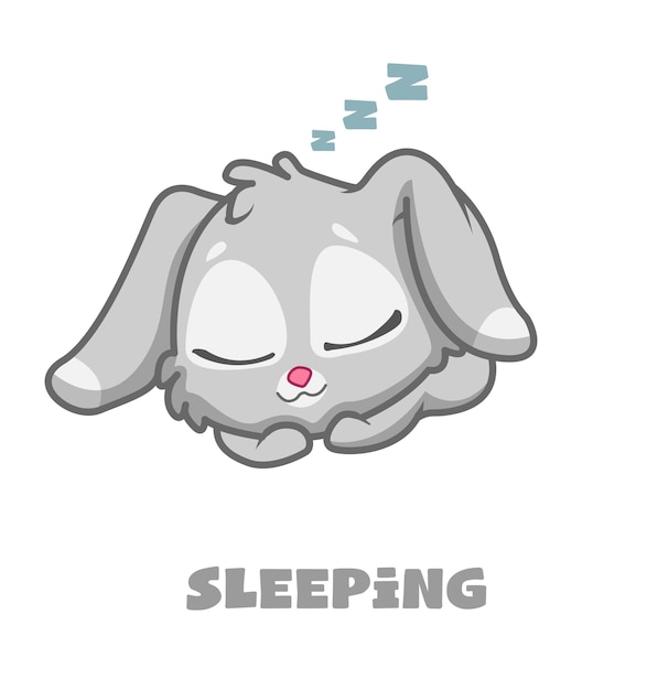 プレミアムベクター かわいいウサギのウサギのマスコット漫画のキャラクターの睡眠