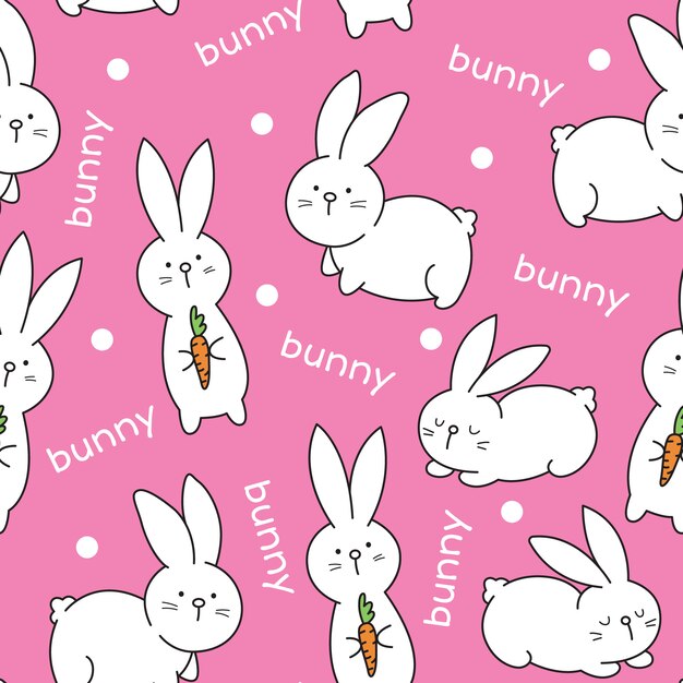 Download Cute bunny rabbit seamless pattern | Premium Vector