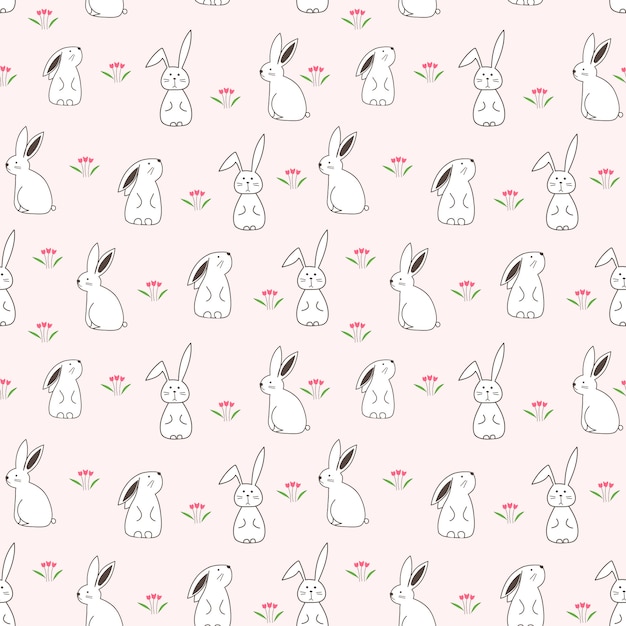 Premium Vector | Cute bunny seamless pattern