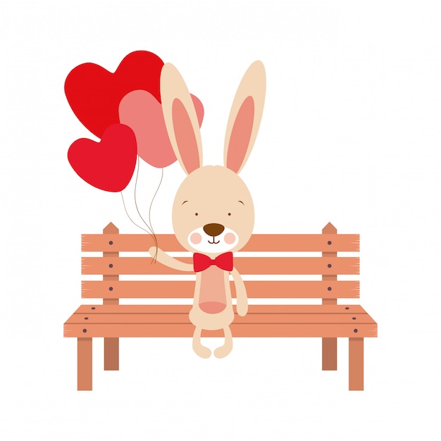 Premium Vector | Cute bunny sitting on park chair