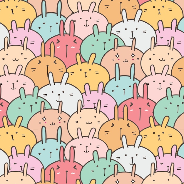 Cute bunny vector pattern background. | Premium Vector