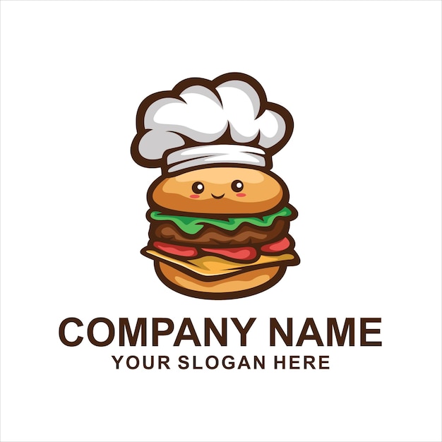 かわいいハンバーガーのロゴ プレミアムベクター