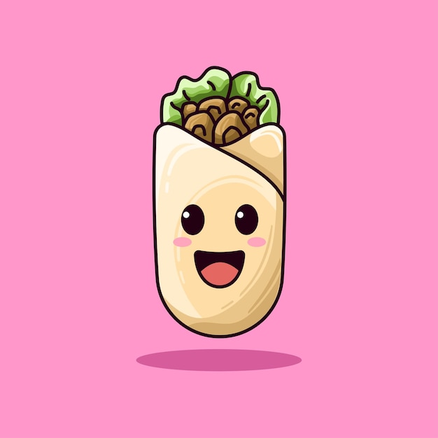 Premium Vector | Cute burrito mexican food illustration