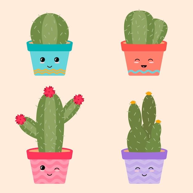 Download Premium Vector | Cute cactus collection