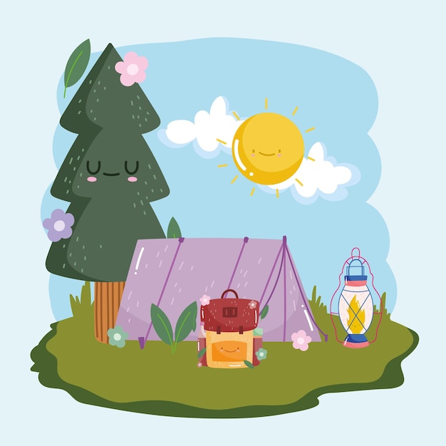 Premium Vector Cute camping adventure