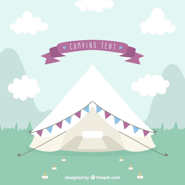 Cute camping tent with garlands Vector | Premium Download
