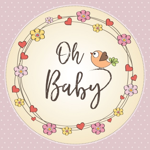 Cute card with flowers for baby shower