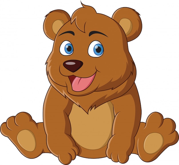Download Cute cartoon baby bear sitting Vector | Premium Download