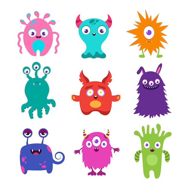 Premium Vector | Cute cartoon baby monsters vector collection