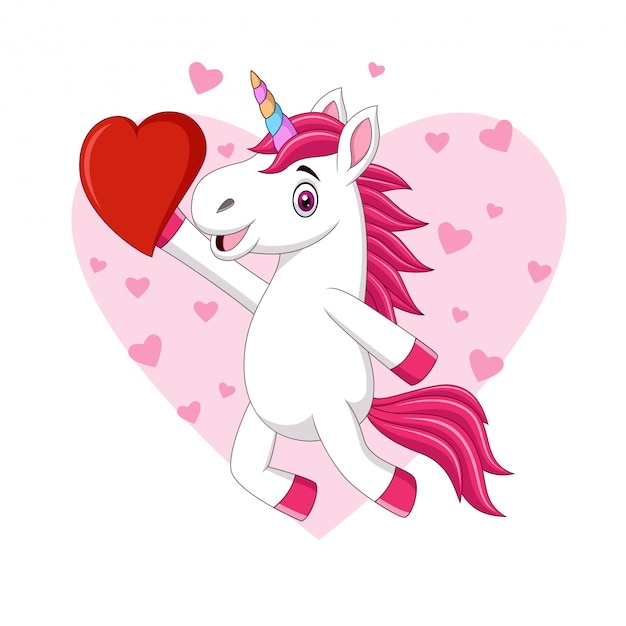 Download Premium Vector | Cute cartoon baby unicorn holding heart