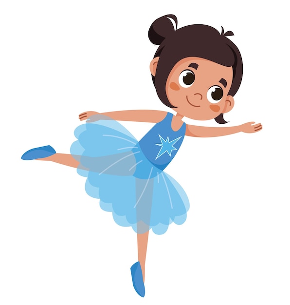 Premium Vector | Cute cartoon ballerina dancing the child is standing ...