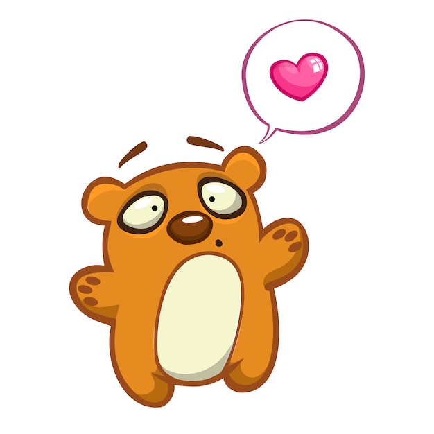 かわいい漫画のクマのキャラクター 手を振っているクマのイラスト プレミアムベクター