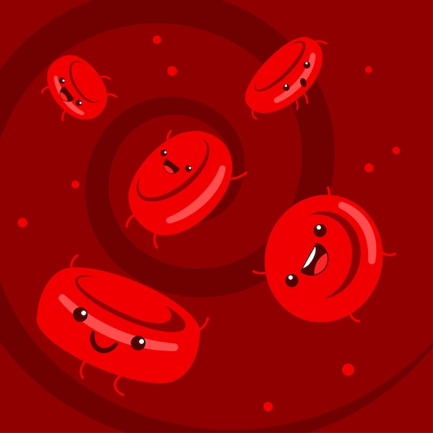 Cute cartoon blood cells character vector set. Vector | Premium Download