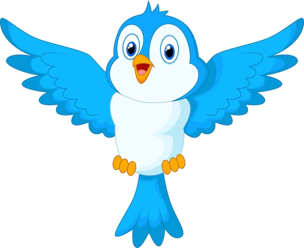 Premium Vector Cute Cartoon Blue Bird Flying