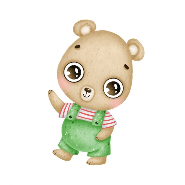 teddy bear with green overalls