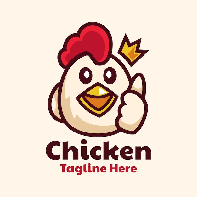 Premium Vector | Cute Cartoon Chicken Thumbs Up Logo Design