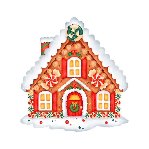 Premium Vector | Cute cartoon christmas gingerbread house with sweets