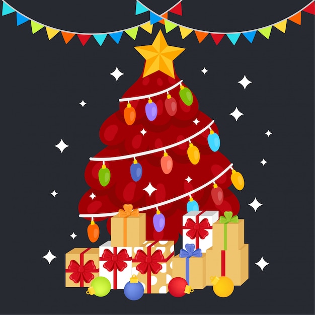 Download Cute cartoon christmas tree. | Premium Vector