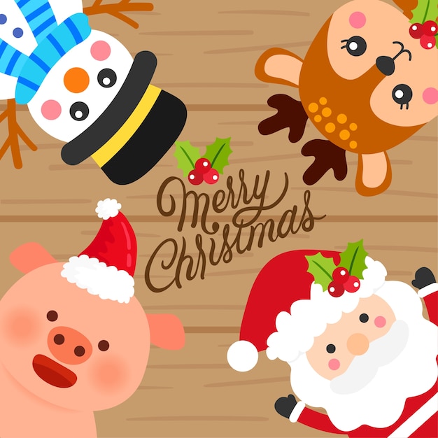 Premium Vector | Cute cartoon christmas vector.