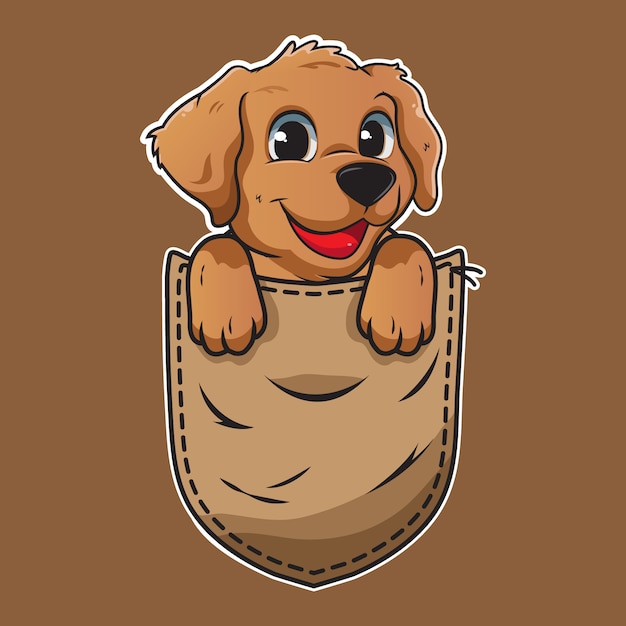 Cute cartoon dog in a pocket | Premium Vector