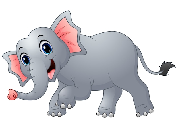 Cute cartoon elephant walking Vector | Premium Download